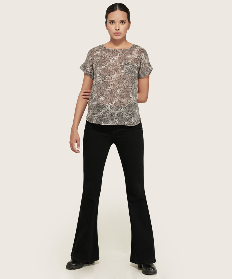 Blusa Estampada Manga Corrida Con Guardapolvo