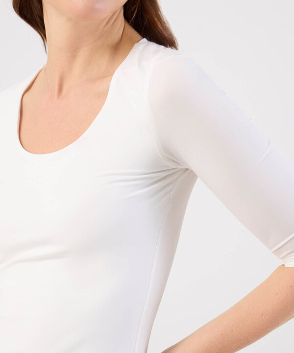 Amiseta De Cuello Amplio Y Manga 3/4 Para Mujer image number null