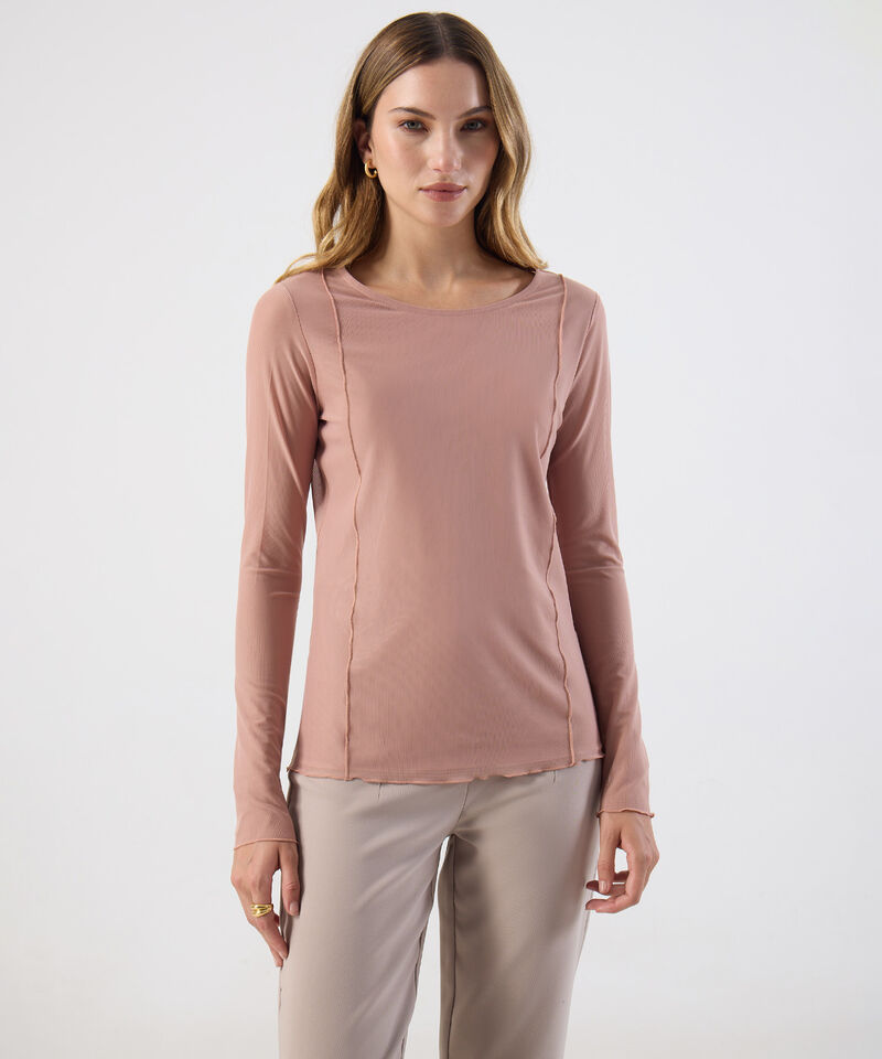 Camiseta Manga Larga Textura Detalle Mujer