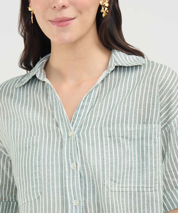 Camisa Estampada en Efecto Lino image number null