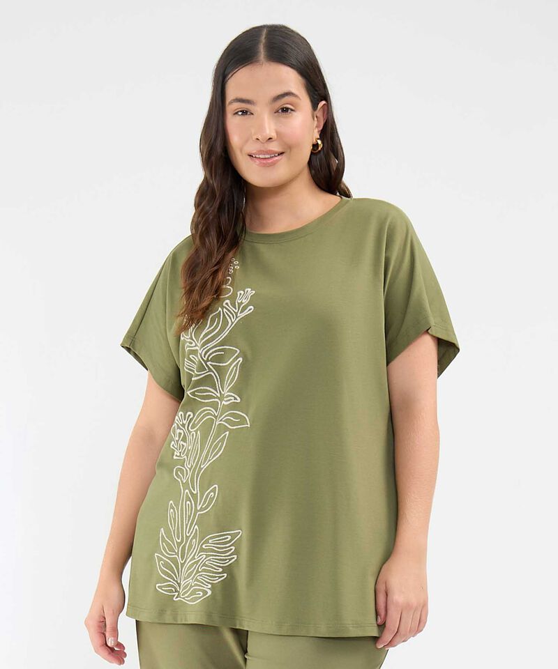 Camiseta Bordado Floral