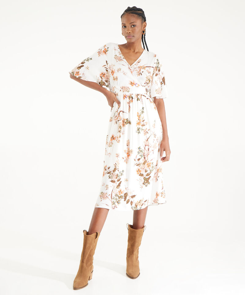 Vestido Estampado Cuello Cruzado Estampado, Fit Missy