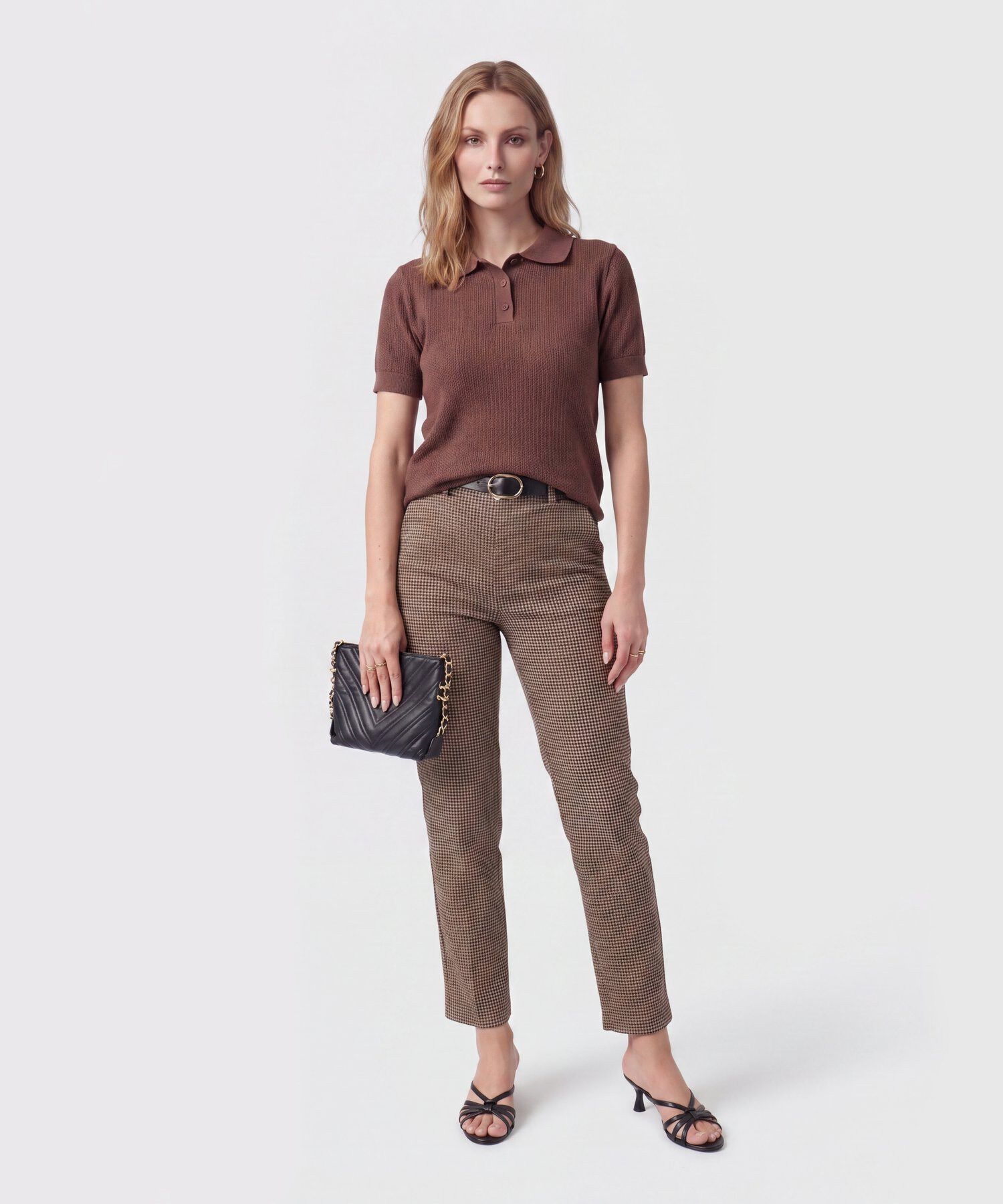 Polo Manga Corta Cuello Tejido Para Mujer