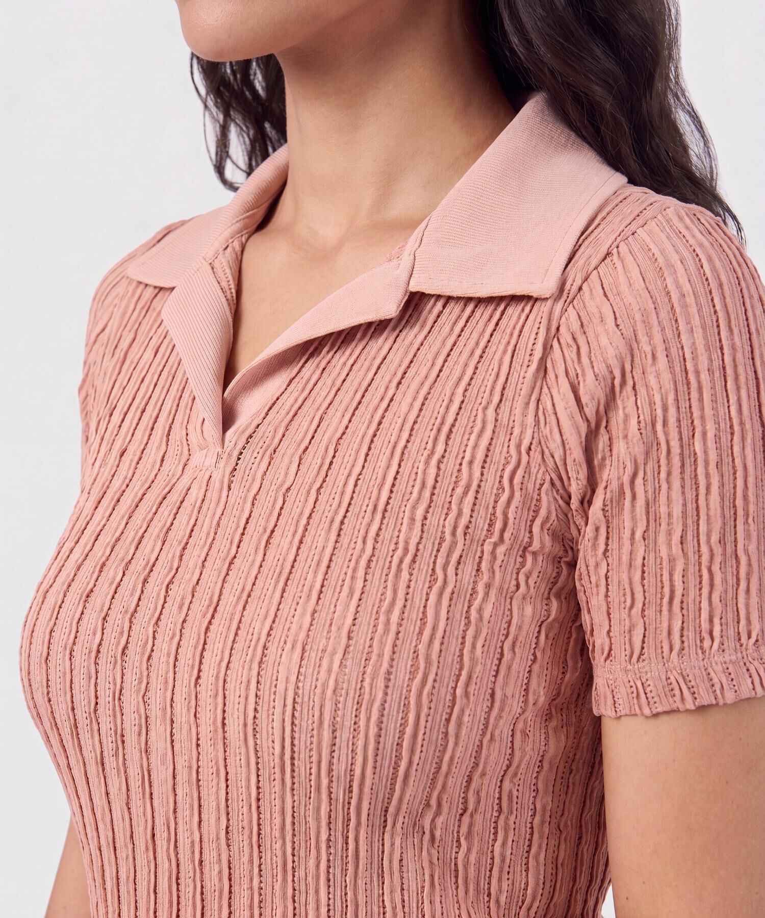 Polo Tejido Acanalado Mujer
