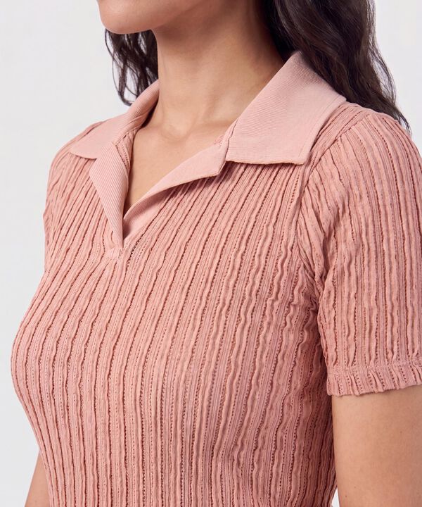 Polo Tejido Acanalado Mujer