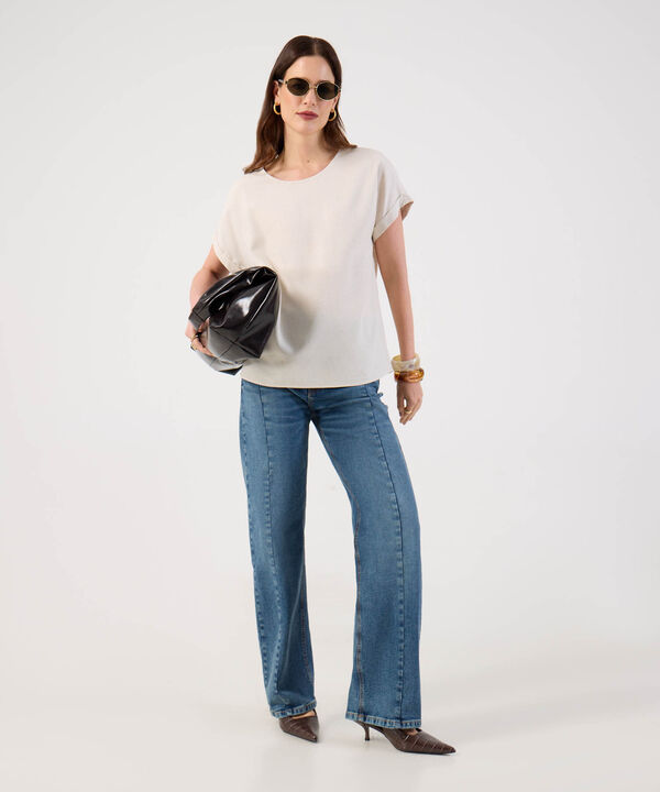 Blusa de Manga Corta Minimalista para Mujer image number null