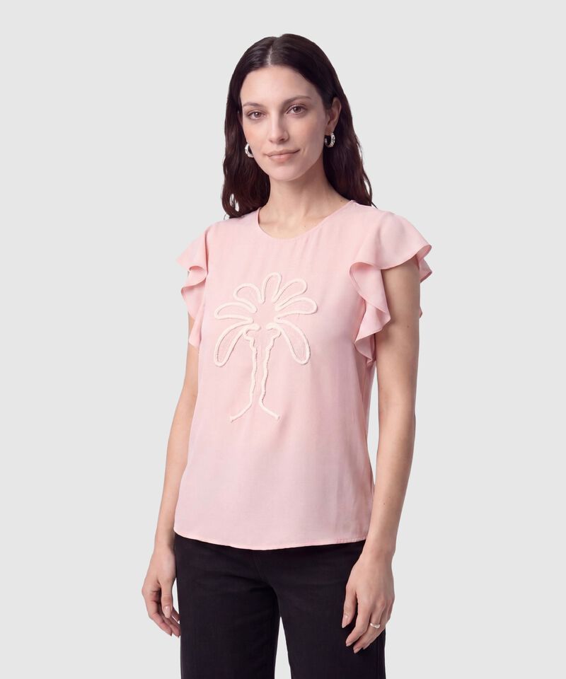 Blusa con Mangas de Volantes Mujer