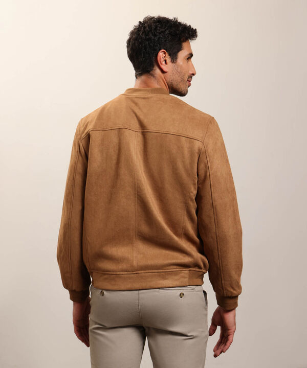 Chaqueta Bomber de Tela Lisa para Hombre Casual