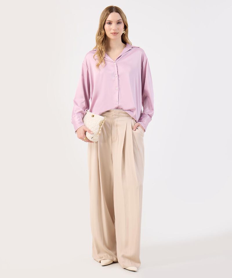 Blusa Satinada Rosa Mujer