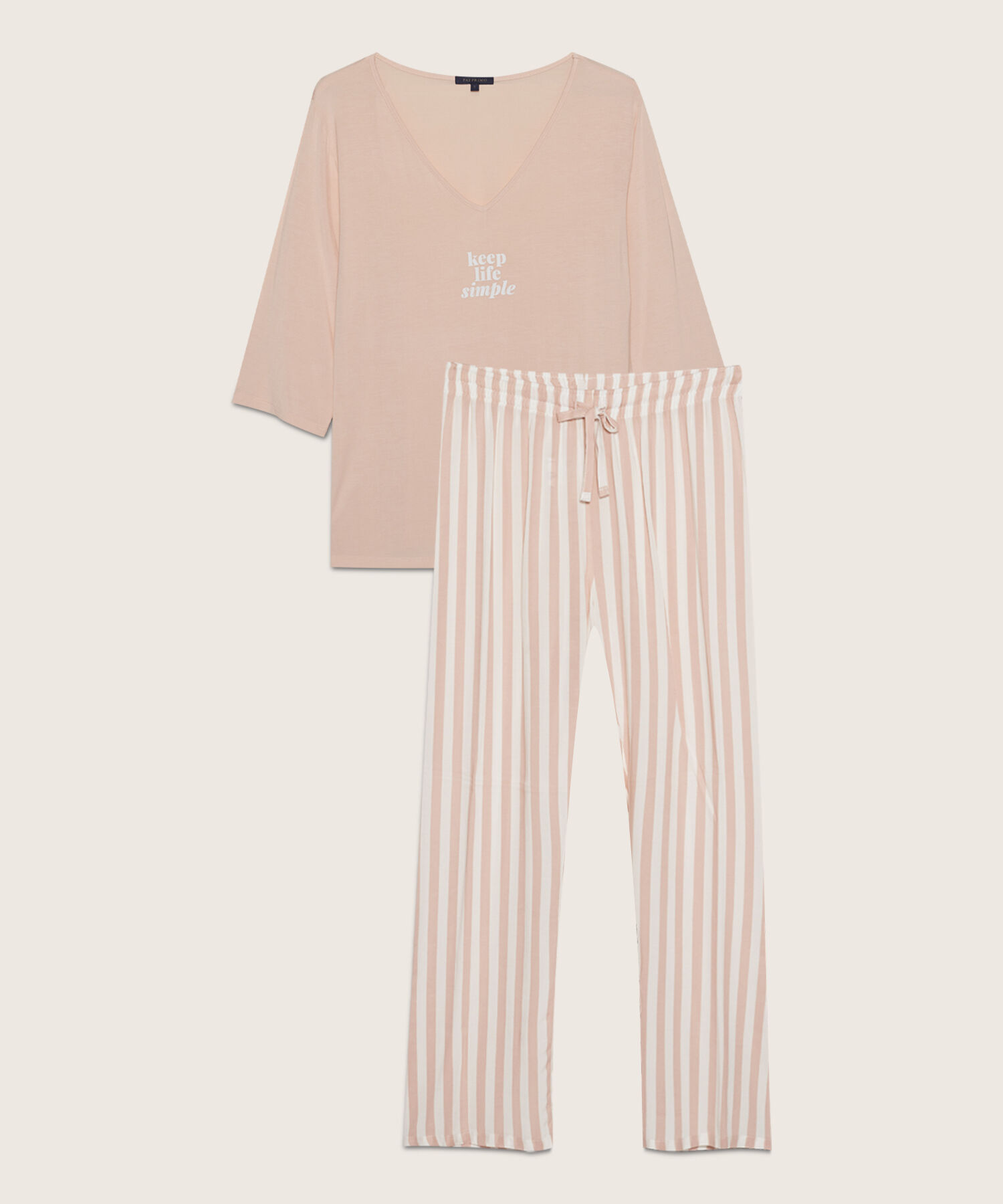 Pijama Camiseta Manga 3/4 Con Screen Y Pantalón Largo Estampado