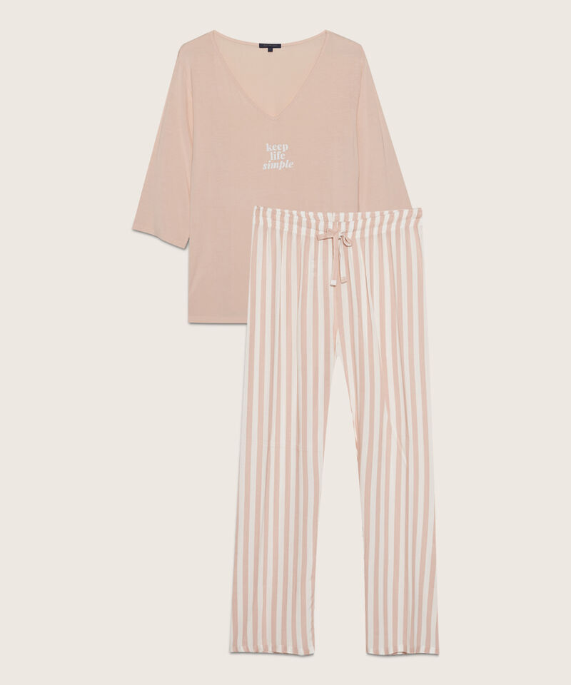 Pijama Camiseta Manga 3/4 Con Screen Y Pantalón Largo Estampado