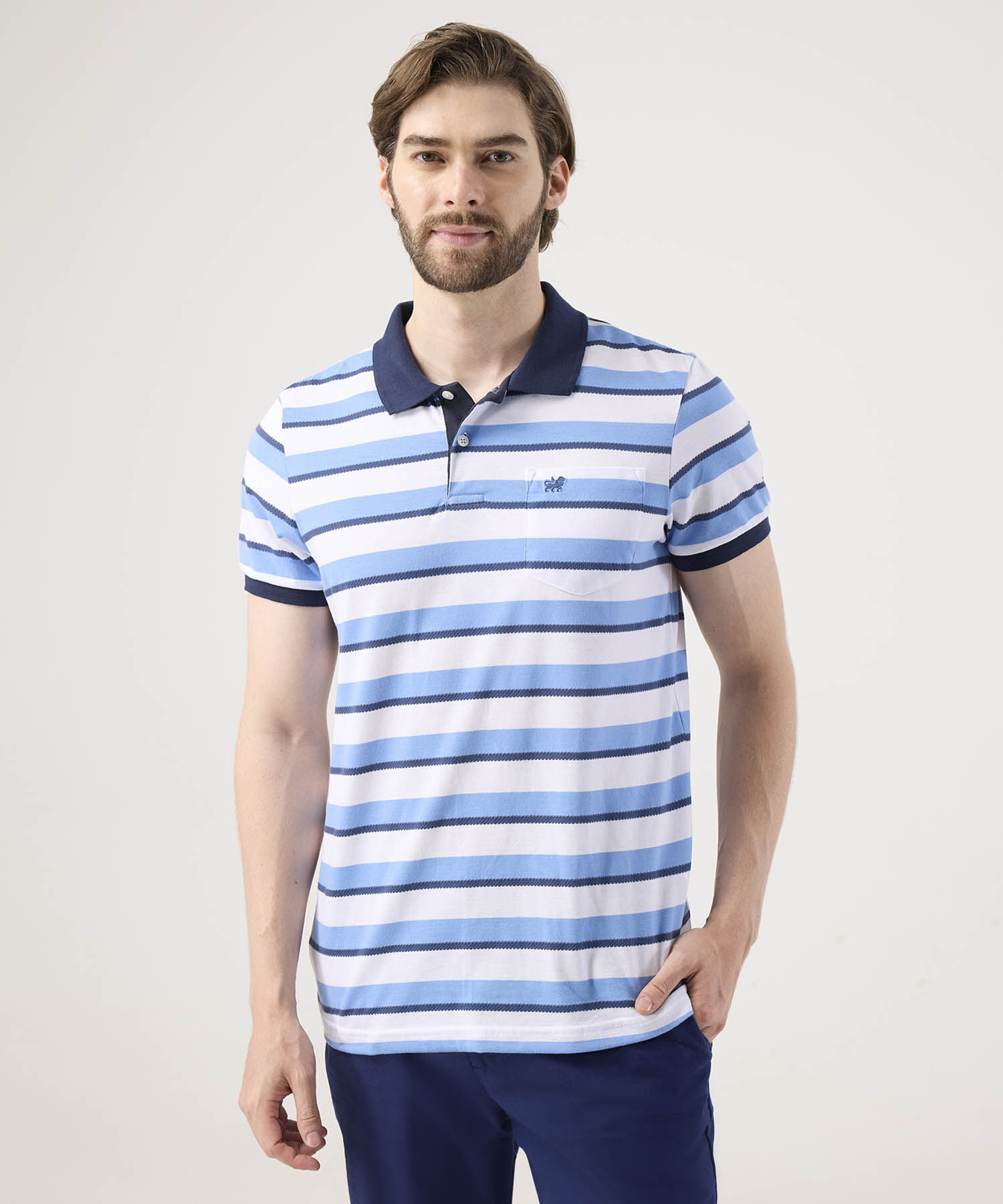 Polo Cuello Tejido Con Bolsillo Preteñida