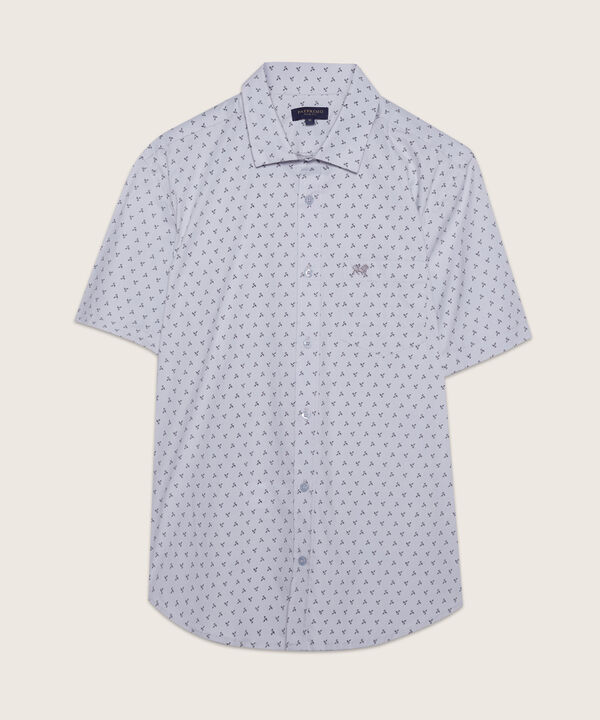 Camisa Estampada Manga Corta Con Bolsillo Y Silueta Slim Fit