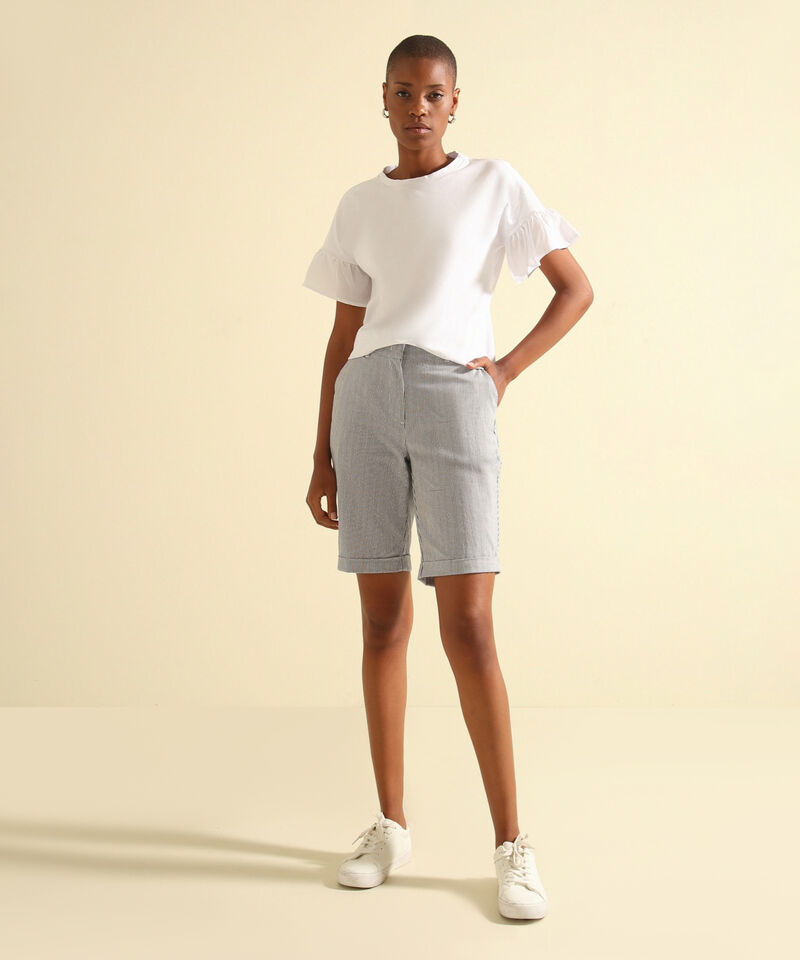 Bermuda  Larga Estampada En Lino
