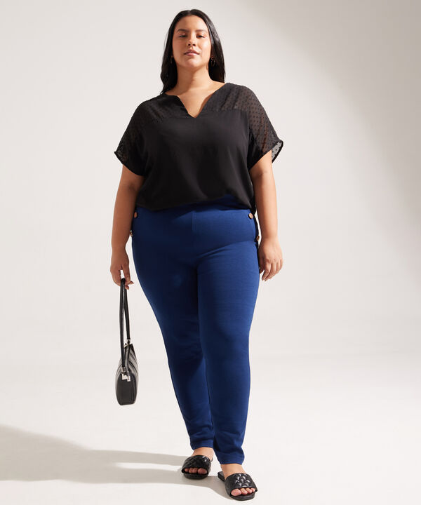 Blusa Manga Corta con Escote en V