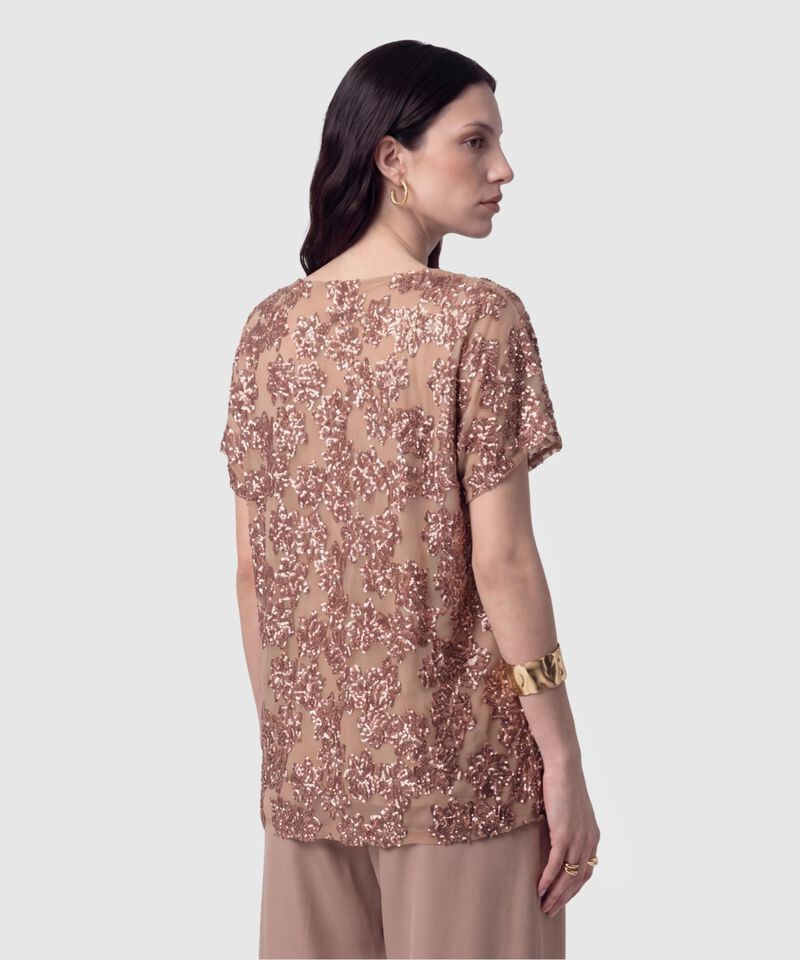 Camiseta Con Bordado De Lentejuelas Para Mujer
