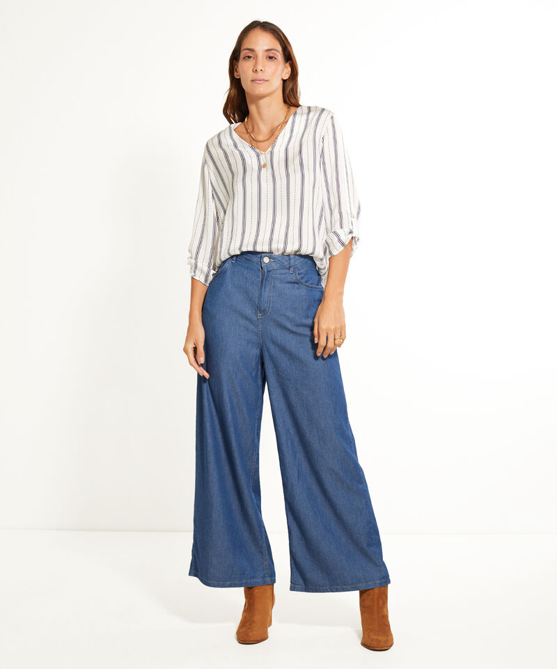 Blusa Manga 3/4 Con Escote V Estampada