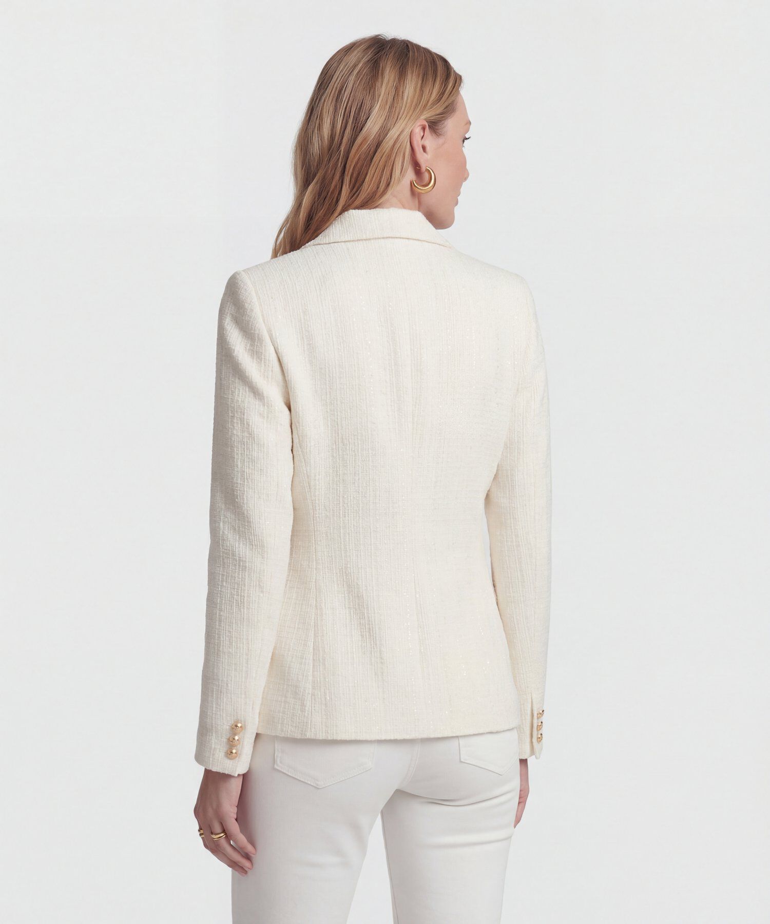 Blazer de Doble Abotonadura en Tweed para Mujer