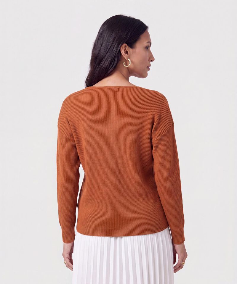 Saco Tejido En Rib Con Cuello En V Para Mujer