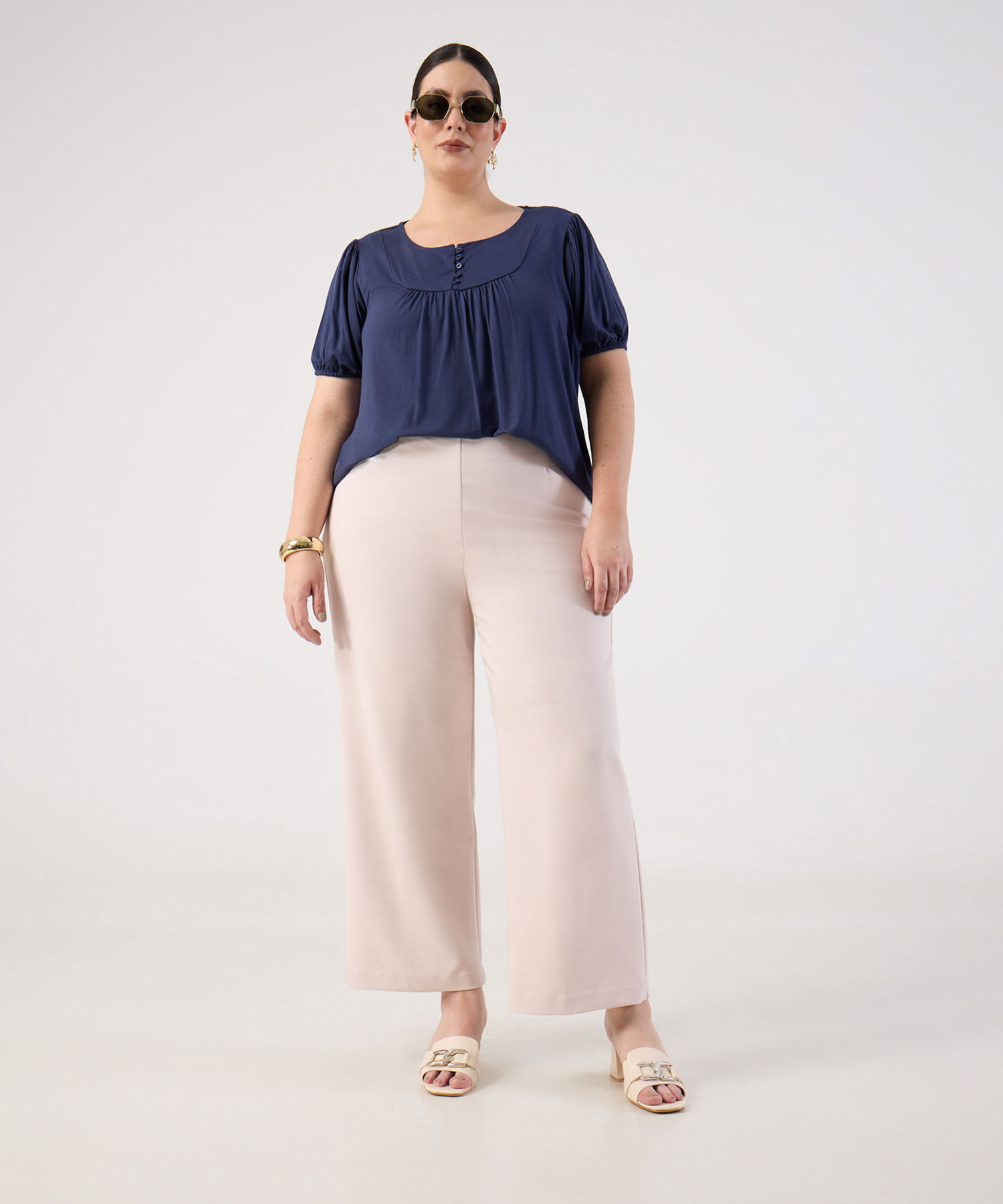 Camiseta con Plisados Frontales para Mujer Curvy