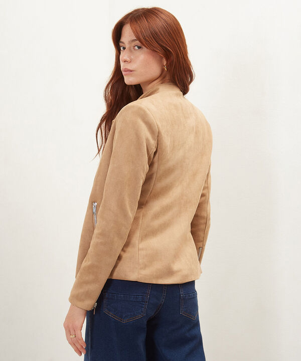 Chaqueta Tipo Biker Cruzada Con Cremallera