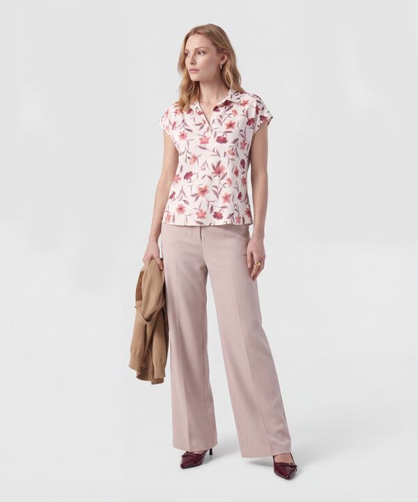 Blusa Casual Manga Corta Con Cuello V