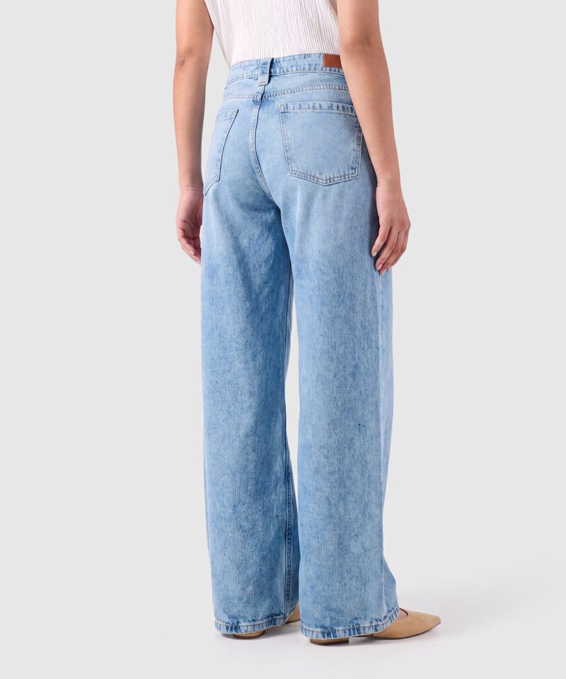 Jean Wide Leg Mujer con Bolsillos Frontales