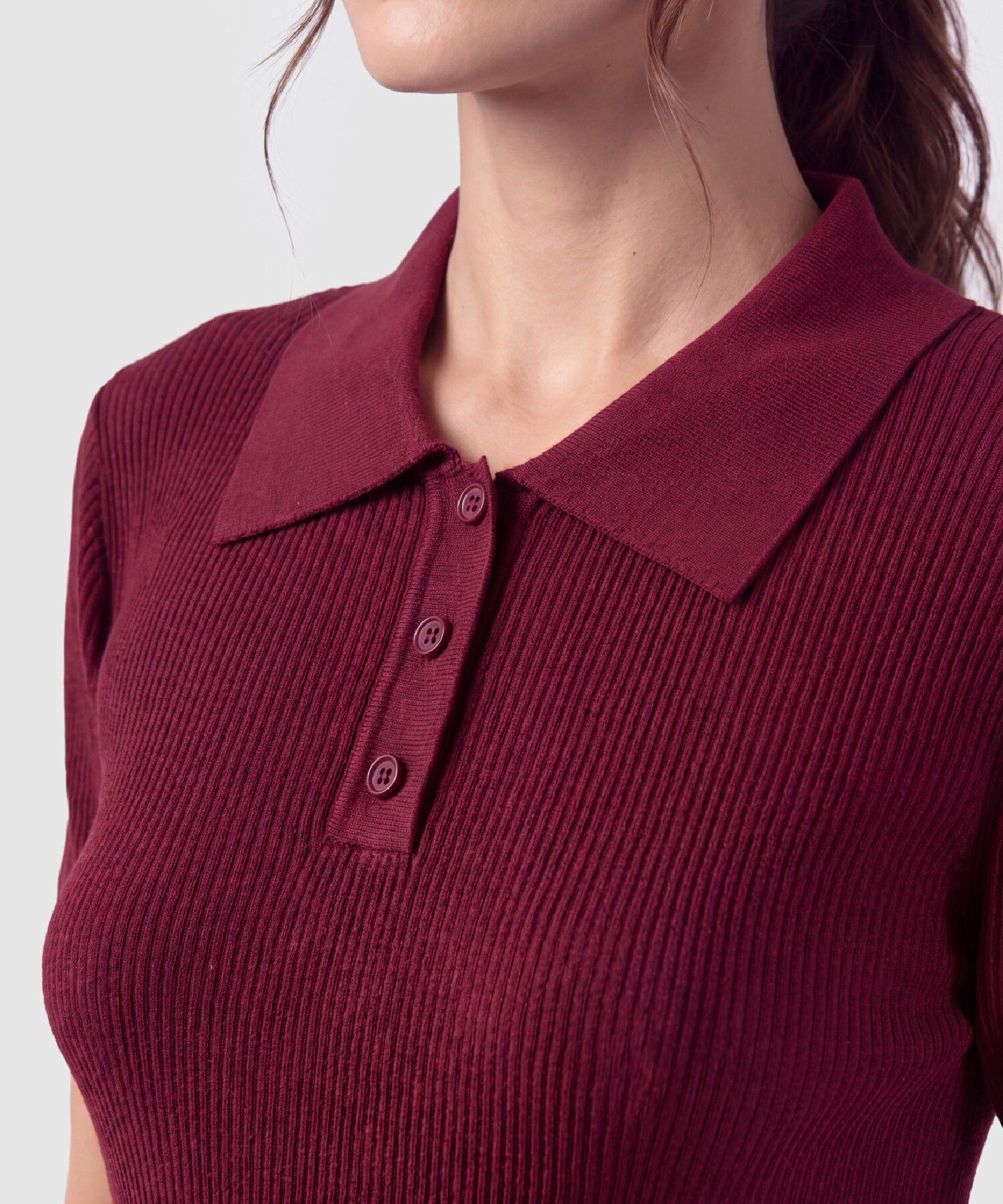 Polo Acanalada Para Mujer