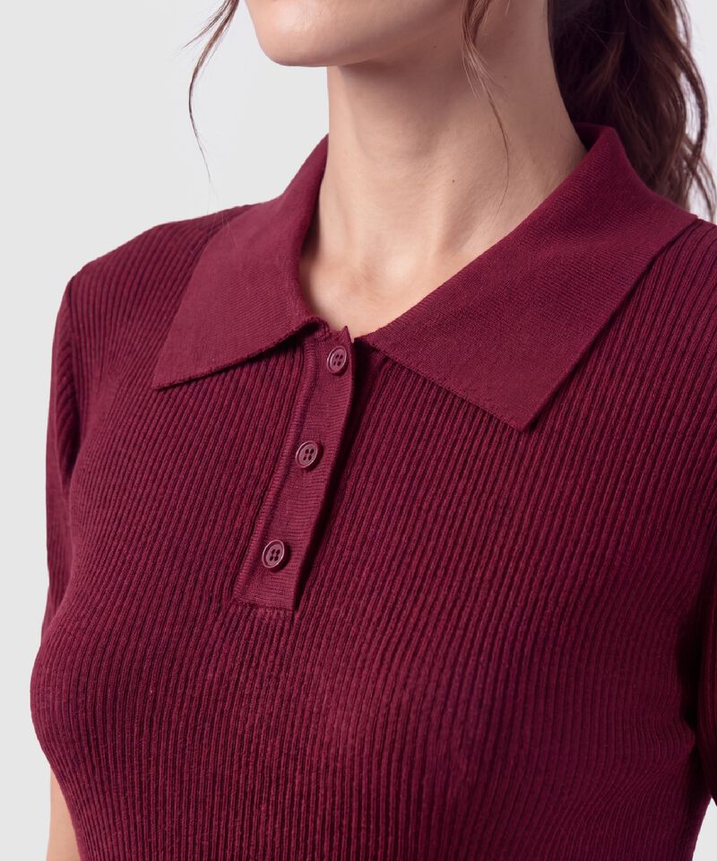 Polo Acanalada Para Mujer