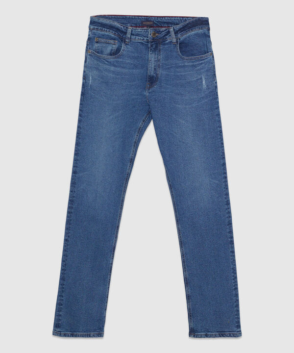 Jean Regular Fit  Con Desgaste