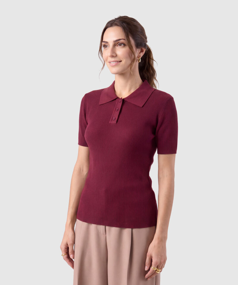 Polo Acanalada Para Mujer