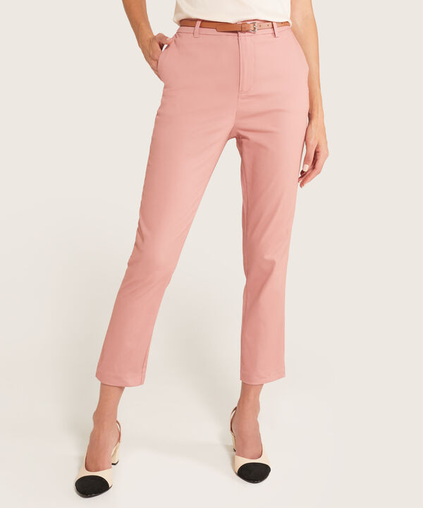 Pantalon Chino Unicolor Con Cinturon