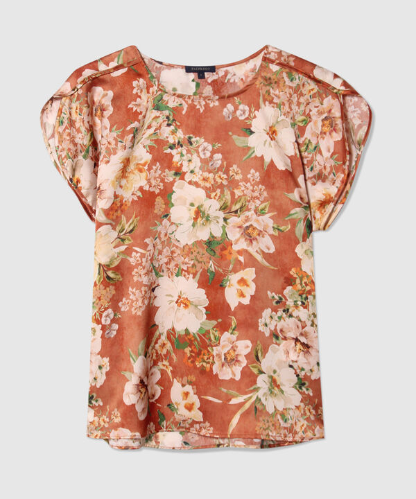 Blusa Manga Corta Tipo Petalo Estampada