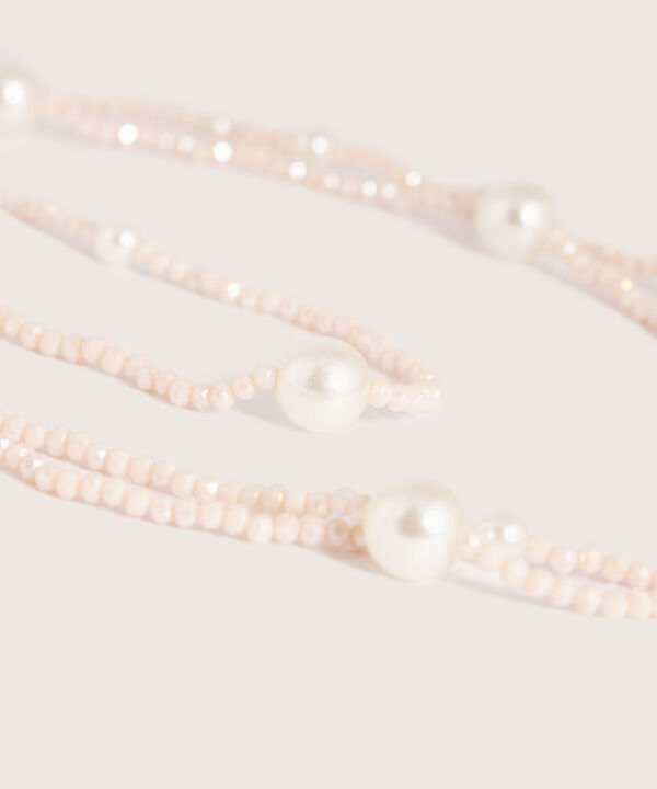 Collar Doble Con Perlas Y Cuentas Para Mujer