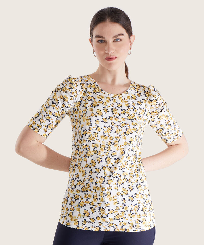 Camiseta Estampada Manga Corta Con Ruche