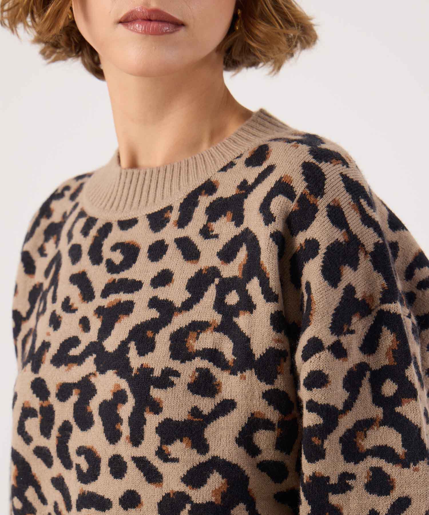 Saco Oversize Animal Print Cuello Redondo Mujer
