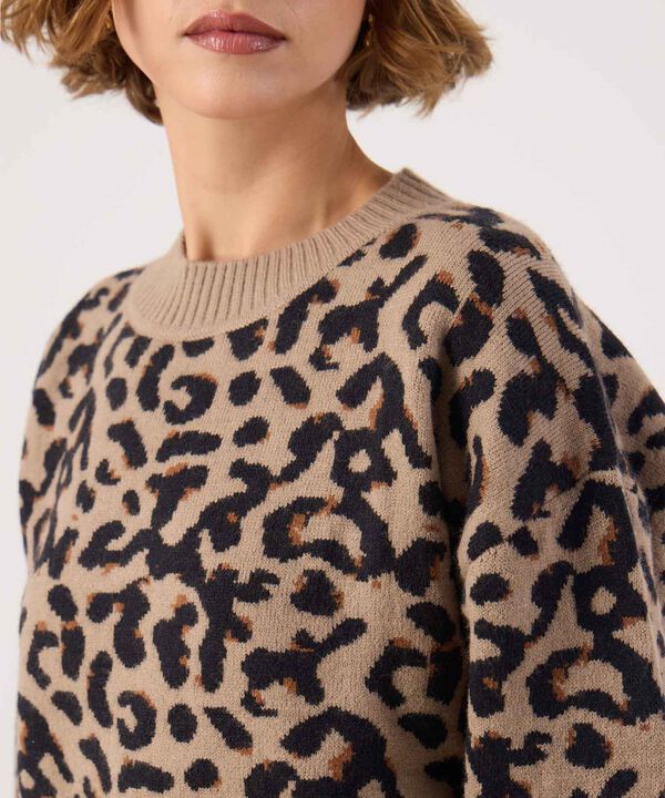 Saco Oversize Animal Print Cuello Redondo Mujer image number null