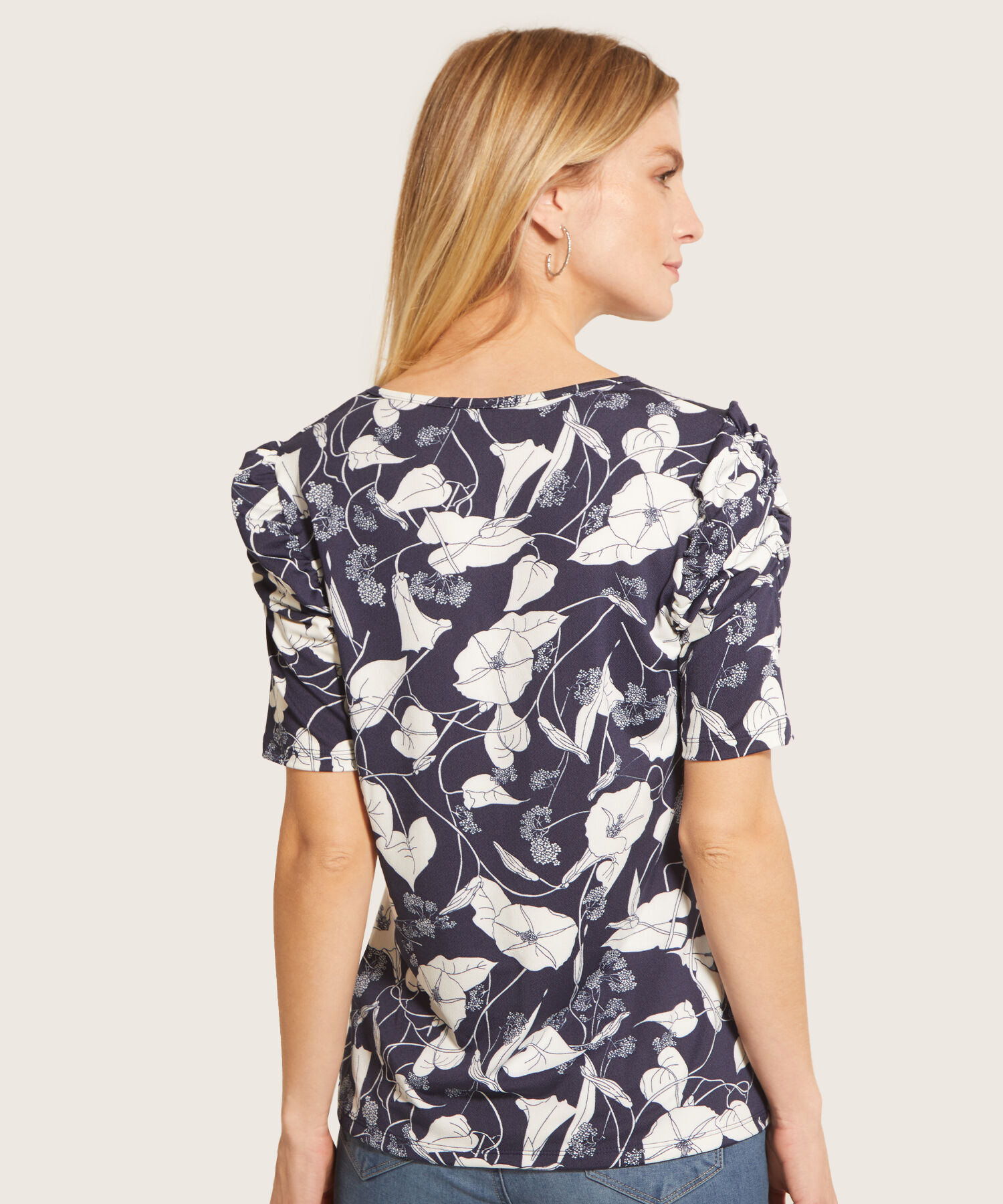 Camiseta Estampada Manga Corta Con Ruche