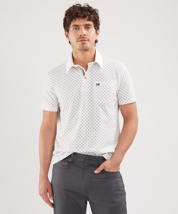 Polo Estampada, Cuello Duro Con Bolsillo, Silueta Regular Fit