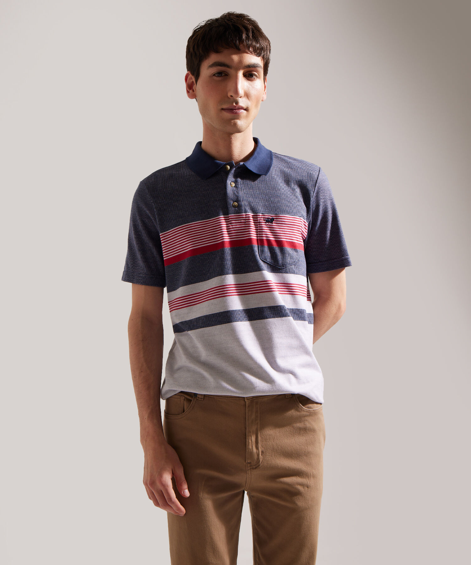 Polo Listador Cuello Tejido