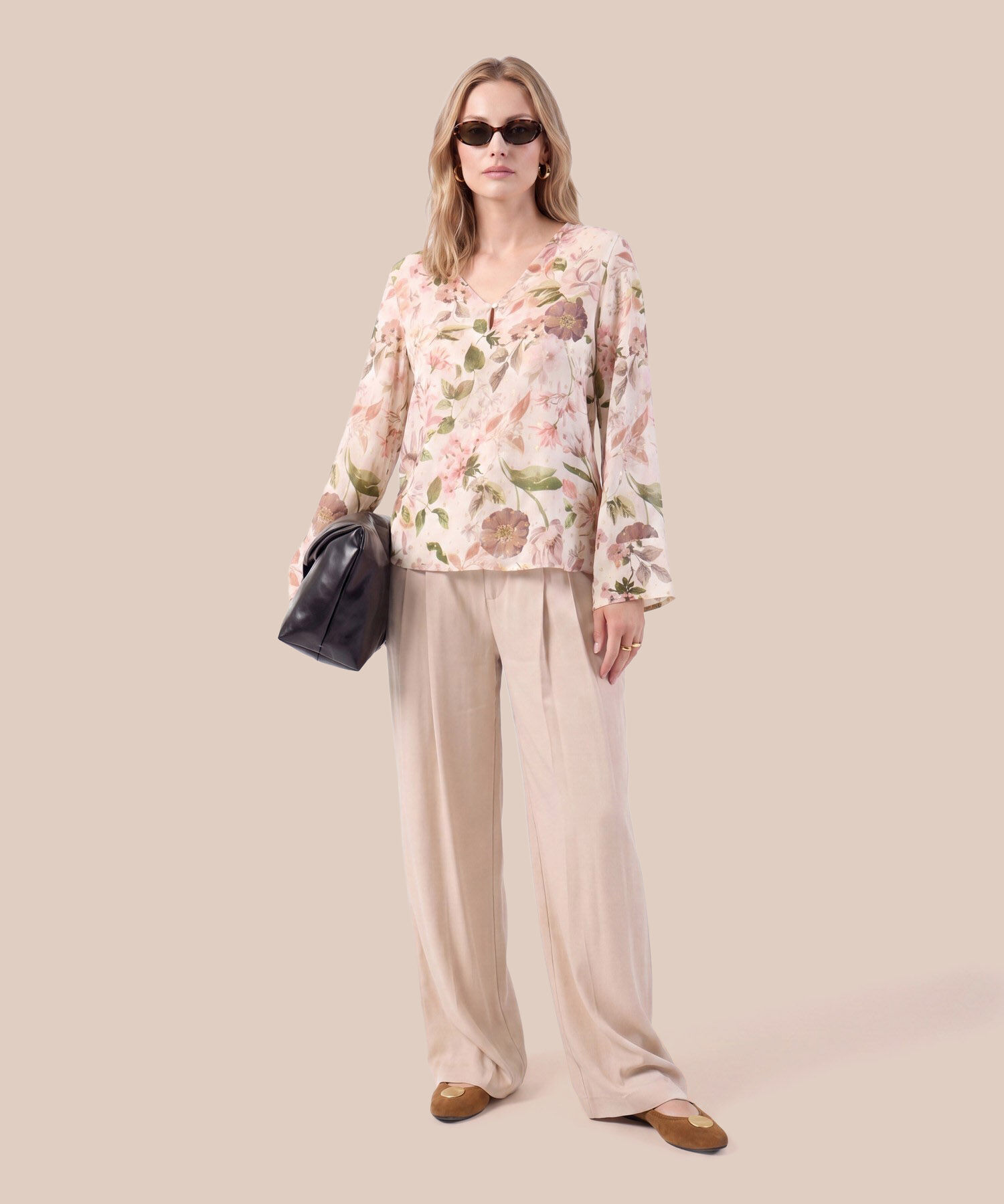 Blusa Escote En V Con Bot&oacute;n Para Mujer