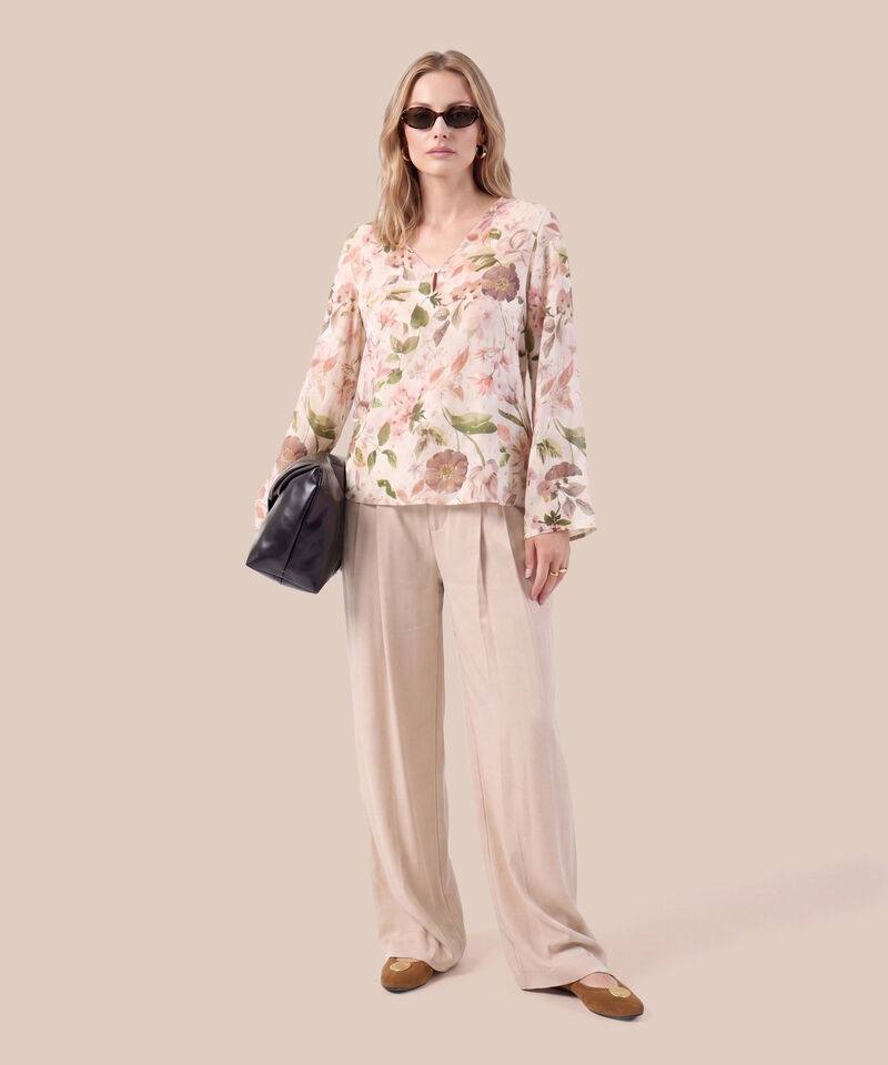 Blusa Escote En V Con Bot&oacute;n Para Mujer