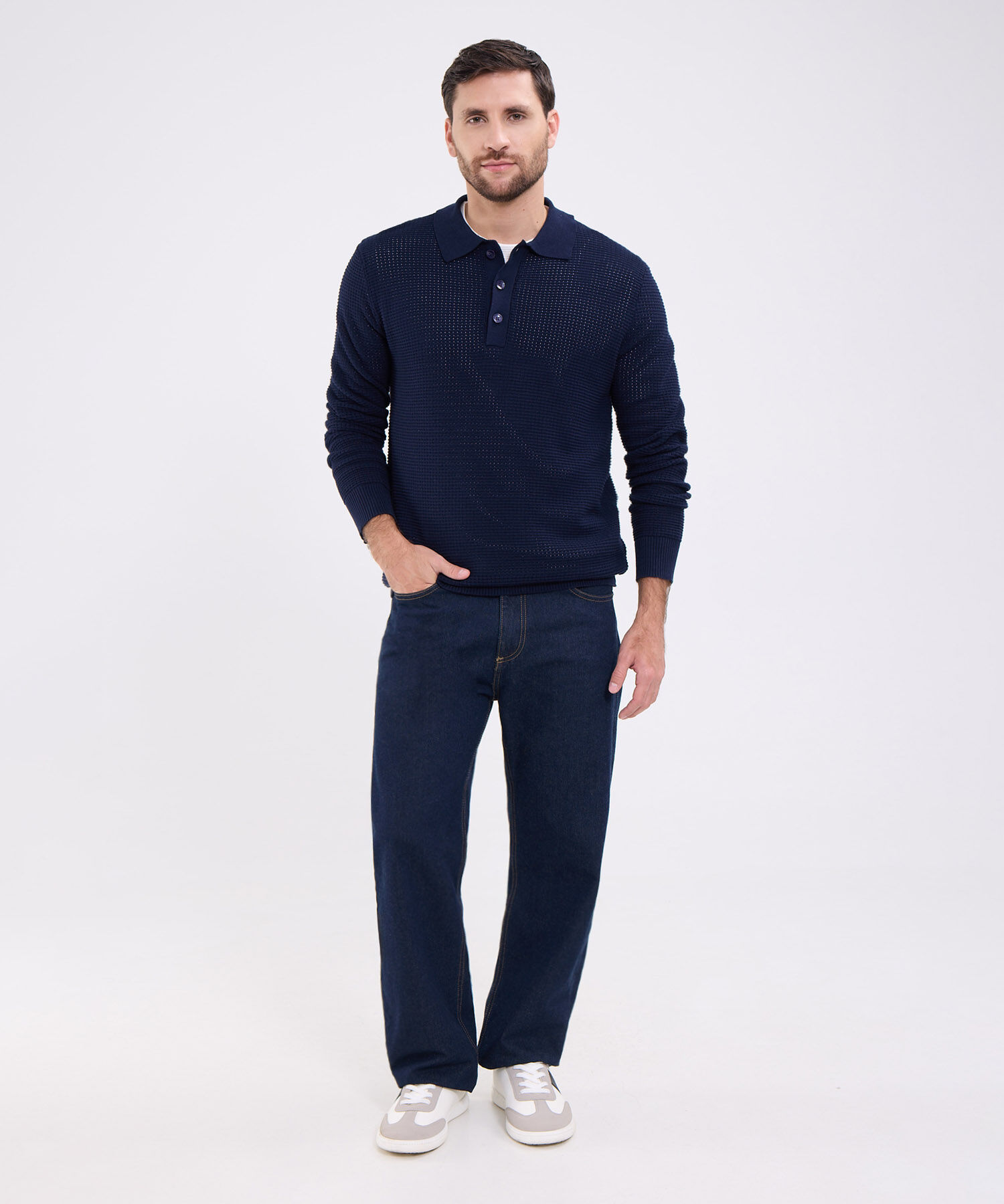 Saco Unicolor Tipo Polo Para Hombre