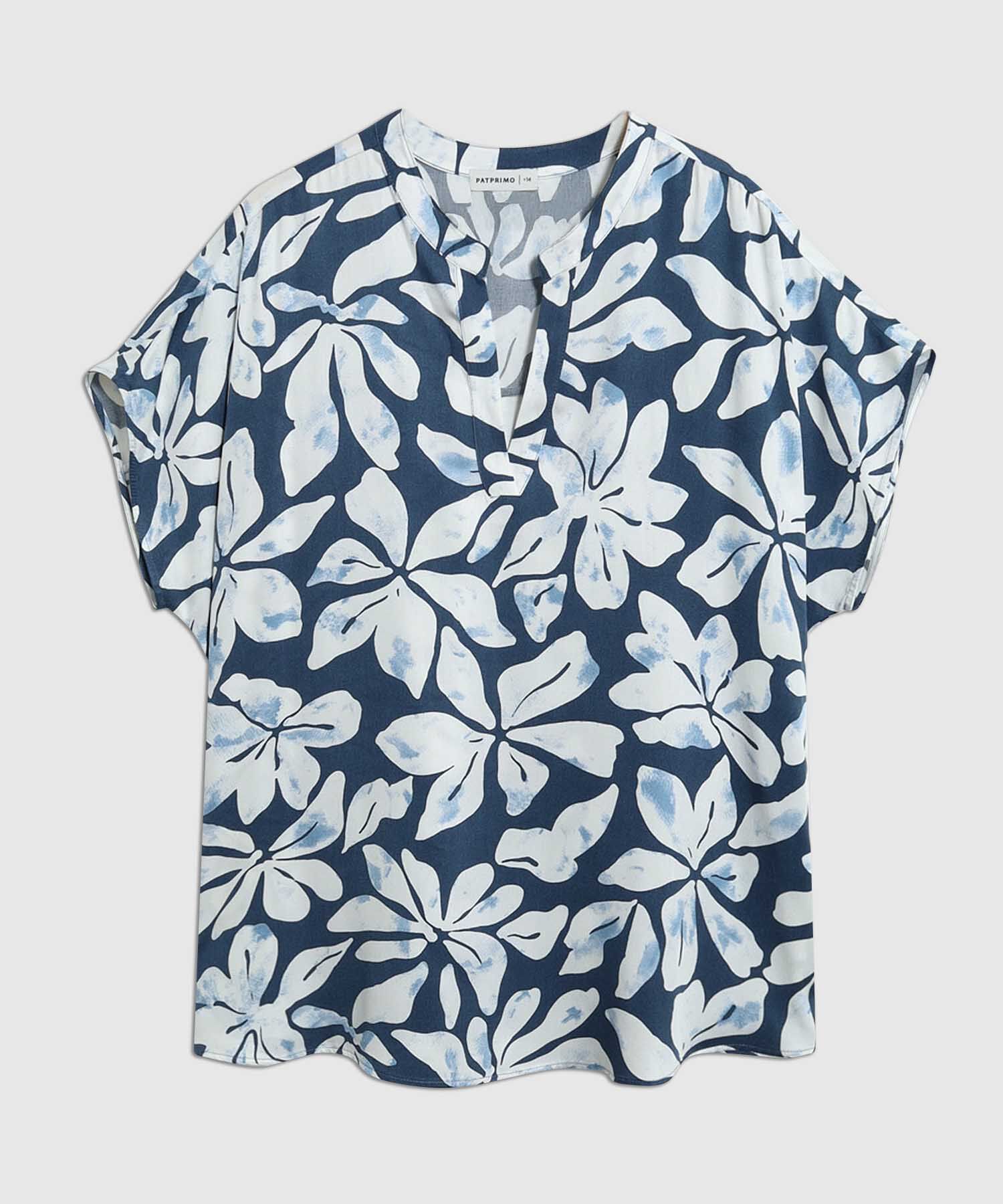 Blusa Estampada Con Cuello En V Para Mujer Curvy