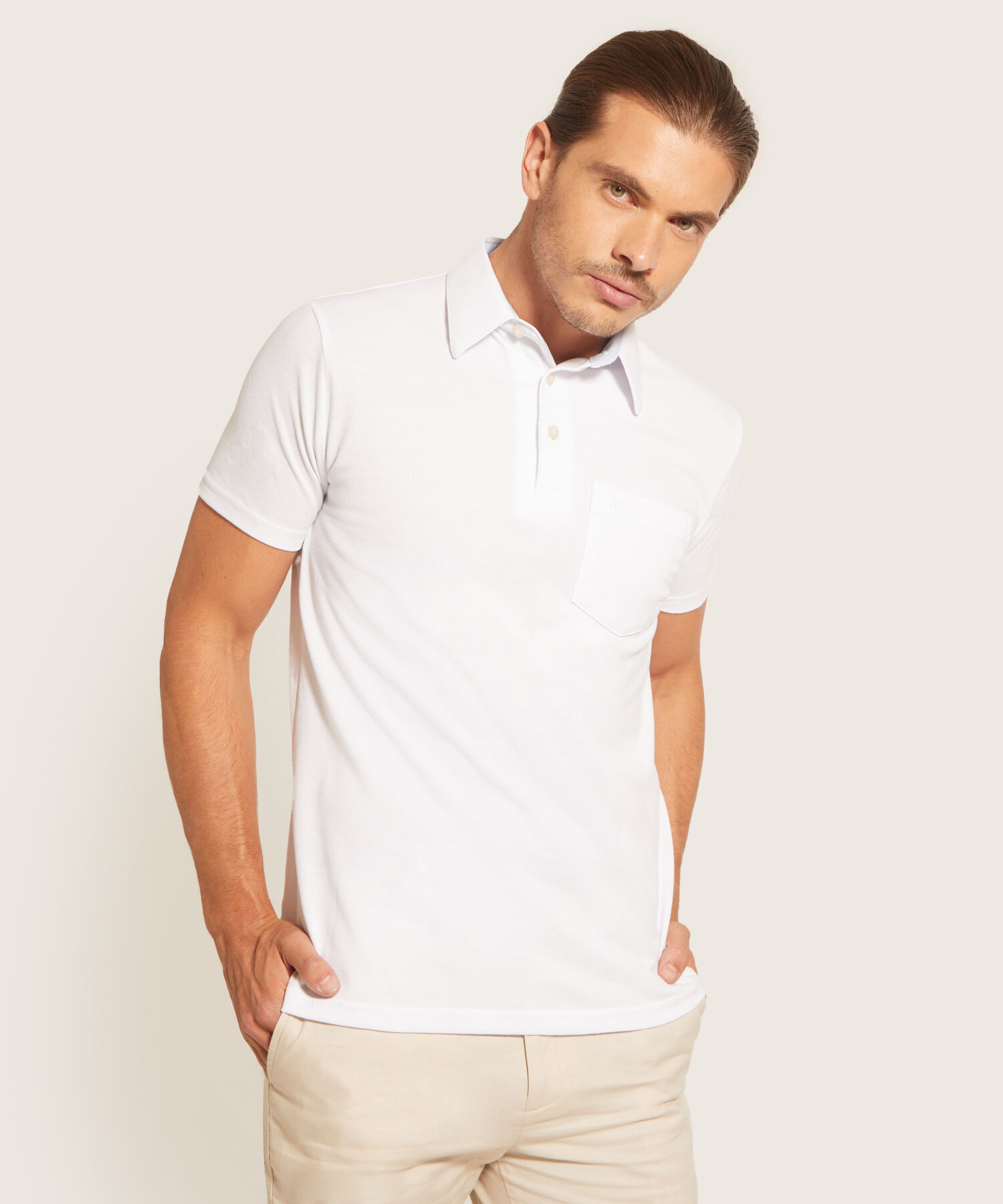 Polo Cuello Duro Con Bolsillo