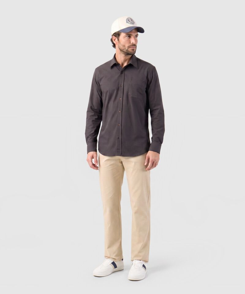 Camisa Manga Larga Con Bolsillo Para Hombre