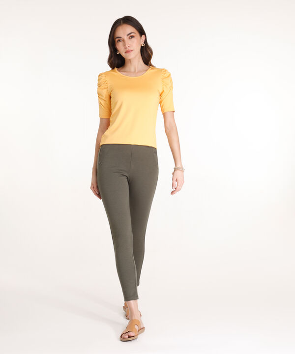 Leggings Solido Con Botones En Frente