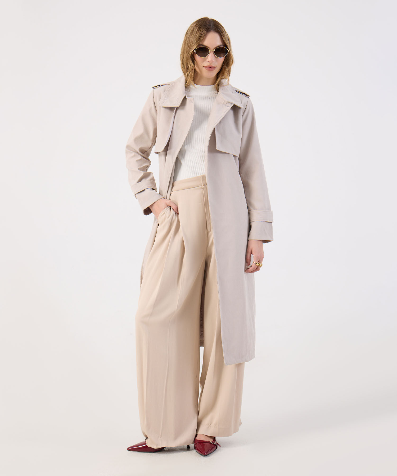 Blusa Para Mujer Cuello Alto Manga Tres Cuartos Acanalada