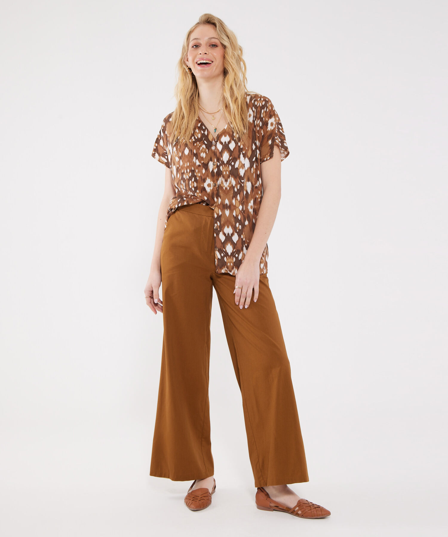 Blusa Estampada con Escote en v
