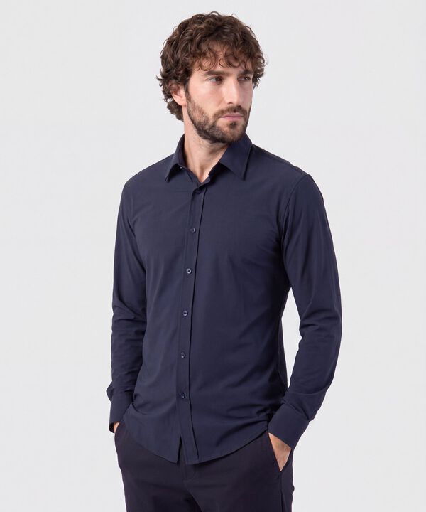 Camisa Slim Fit De Punto Antiarrugas